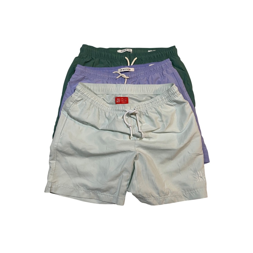PacSun Mens Swim Trunks Lot 3 Small Green Lavender Mint Nylon Mesh Lined Shorts